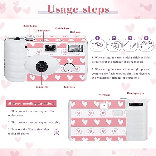 Disposable Camera - 3 Pack 35mm Pink with Flash