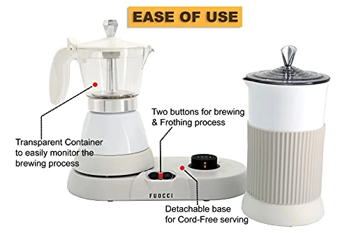 Electric Moka Pot & Milk Frother - 3-Cup 150ml