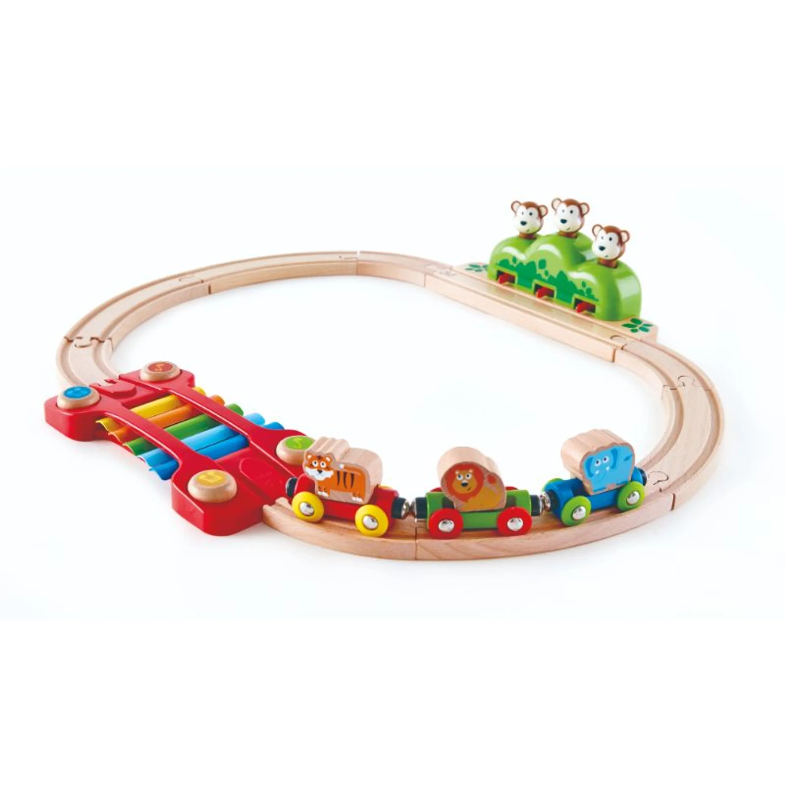 Hape Music and Monkey Wooden Railway Playset - Suitable for 18 months & above