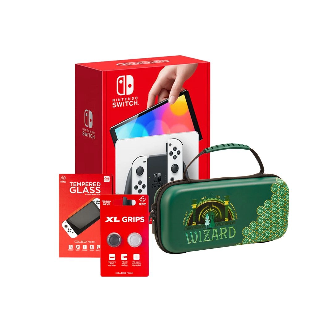 Nintendo Switch OLED + Wicked Switch Case + OLED Screen Protector + Switch OLED Grips XL - 64GB