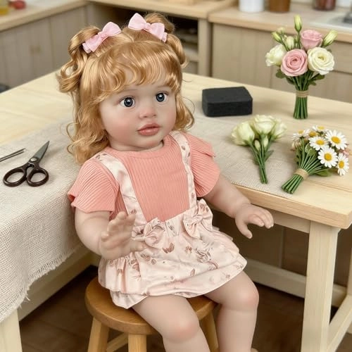 Pippa Reborn Baby Doll - 26 inch Cotton Vinyl Hand-rooted Curly Hair Ages 3+