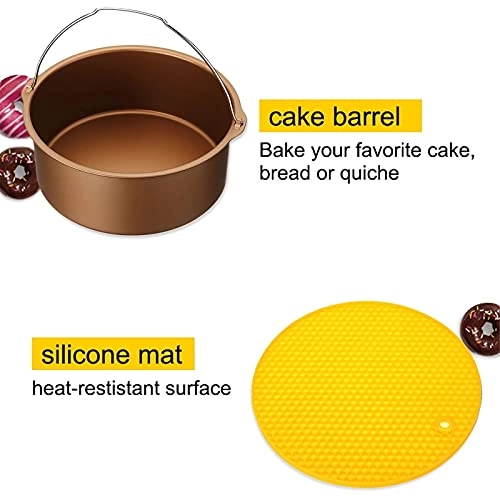 Air Fryer Accessories - Silicone Stainless Steel Carbon Steel 8 Pcs