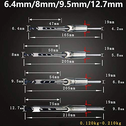 Square Hole Drill Bit - 45# Steel 1pc 6.4/8/9.5/12.7mm