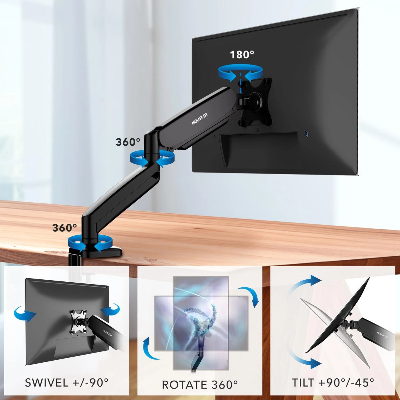 Single Monitor Desk Mount - 32" 75x75mm & 100x100mm