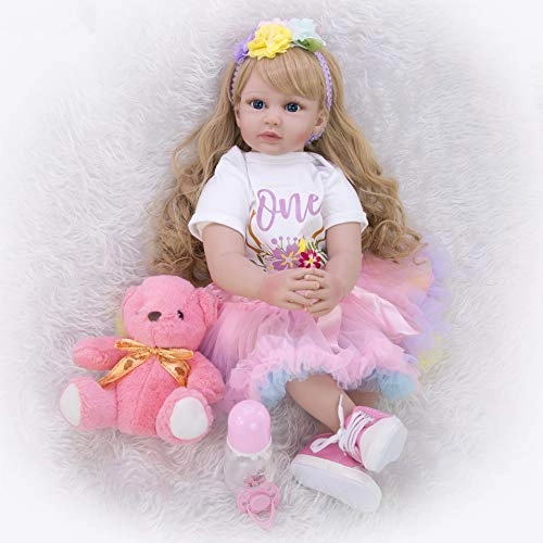 Reborn Baby Doll - 24" Vinyl Long Hair Ages 3+ Gift Box Set