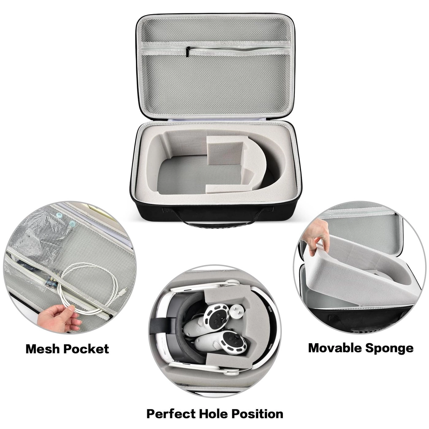 Carrying Case - Meta Quest 3/3s Oculus Quest 2 14*9.5*5inches Bundle
