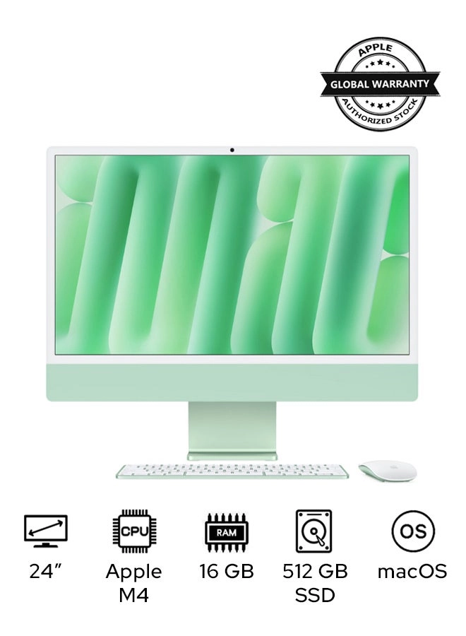 Apple iMac 24-inch M4 10-core CPU and 10-core GPU, 16GB, 512GB SSD - Green