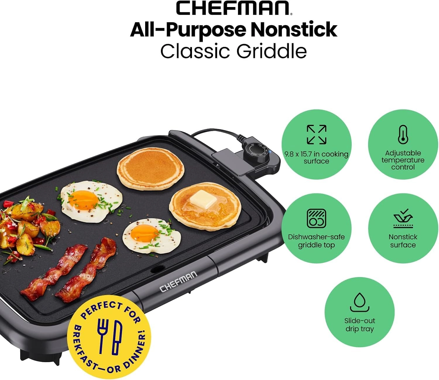 Electric Griddle - 16" 210 sq. Inch 1200 watts