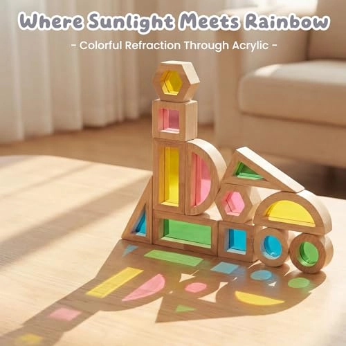 Rainbow Acrylic Building Blocks - 18 months - 8 years 12 pieces