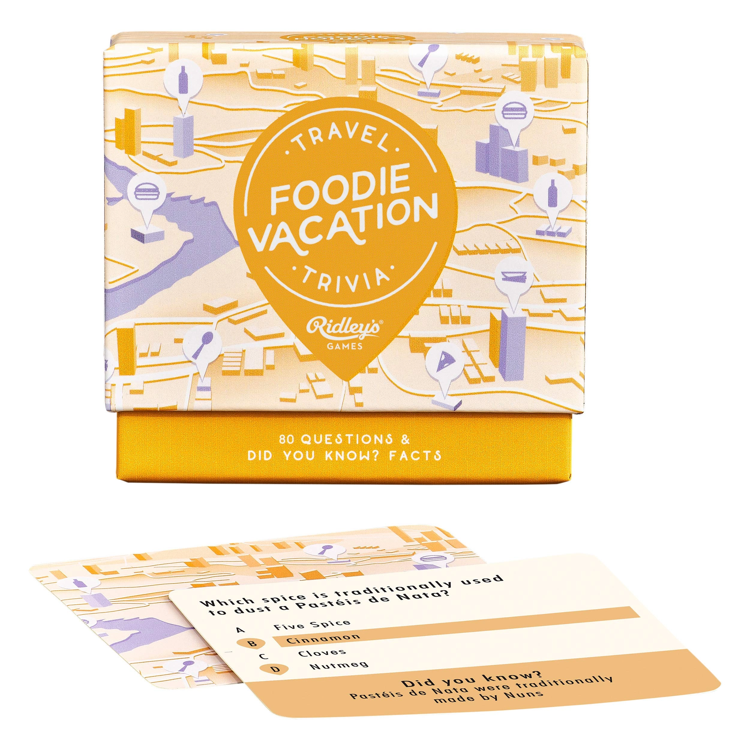 Ridley's Foodie Vacation Trivia - Card Game 80 Questions Bonus Facts