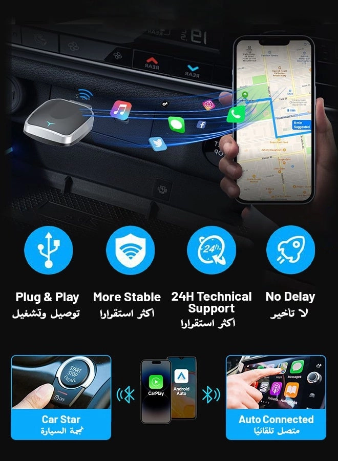 Wireless CarPlay Adapter - 2-in-1 Plug and Play