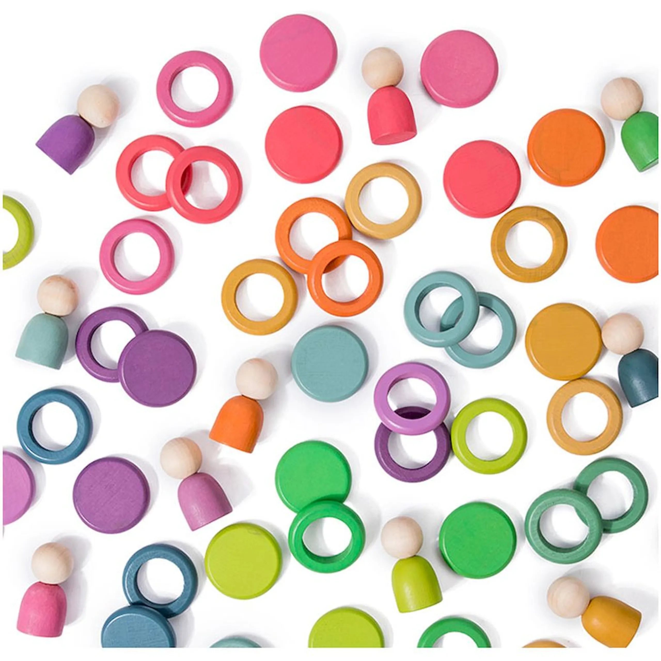 Wooden Rainbow Stacking Toy - Suitable for 2 years & above 48 pieces