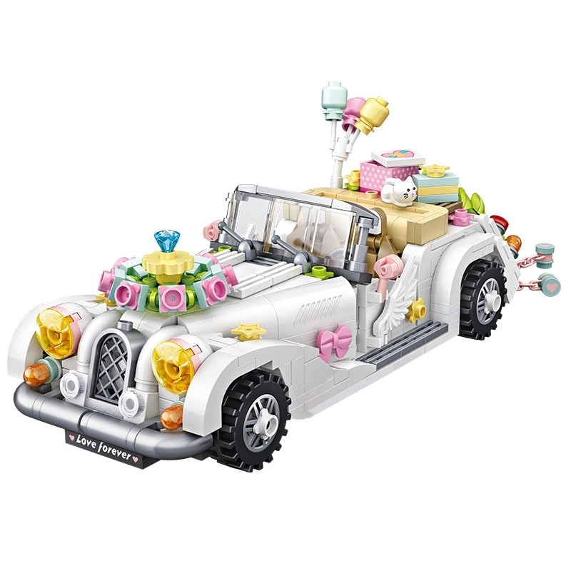 noziaa Mini Wedding Car Block Set - Romantic White Wedding Car 676 pcs