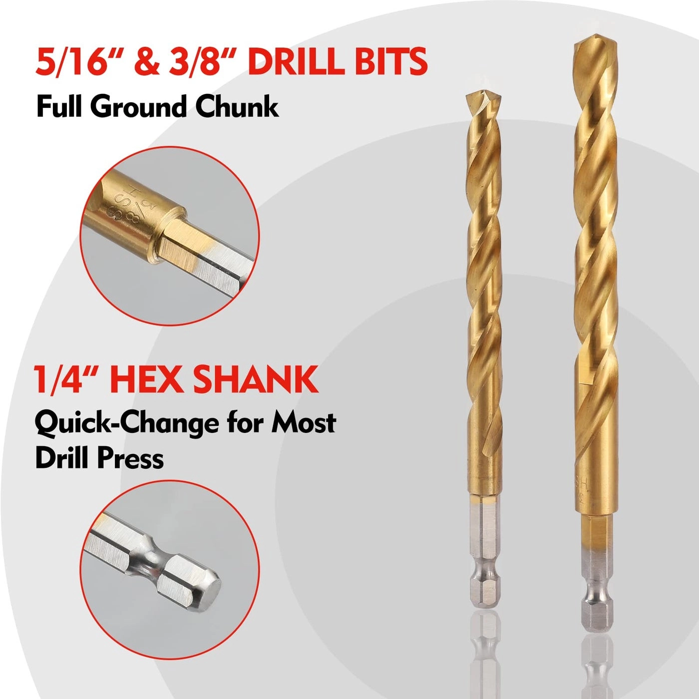 Drill Bit Set - High-Speed Steel(HSS) with titanium plating 9-Piece 1/16" to 3/8"