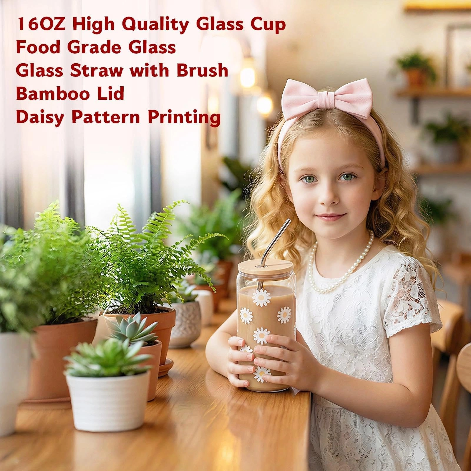 Retro Flowers Glass Cup + Happy Birthday Card + Clay Beaded Bracelet + HAPPY BIRTHDAY Candle + Bath Bomb + Silk Scrunchie + Flower Hair Clip - 7 pcs