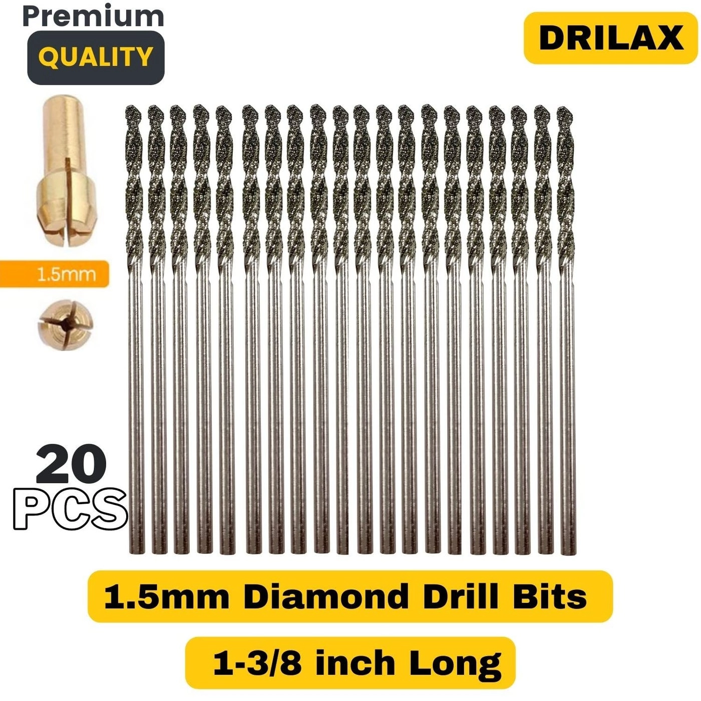 Diamond Drill Bit Set - 20-Pc 2mm