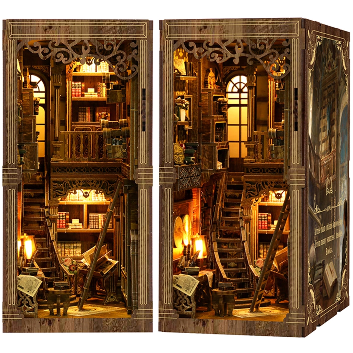 Book Nook Kit - DIY 3D Wooden Puzzle with LED Light and Dust Cover