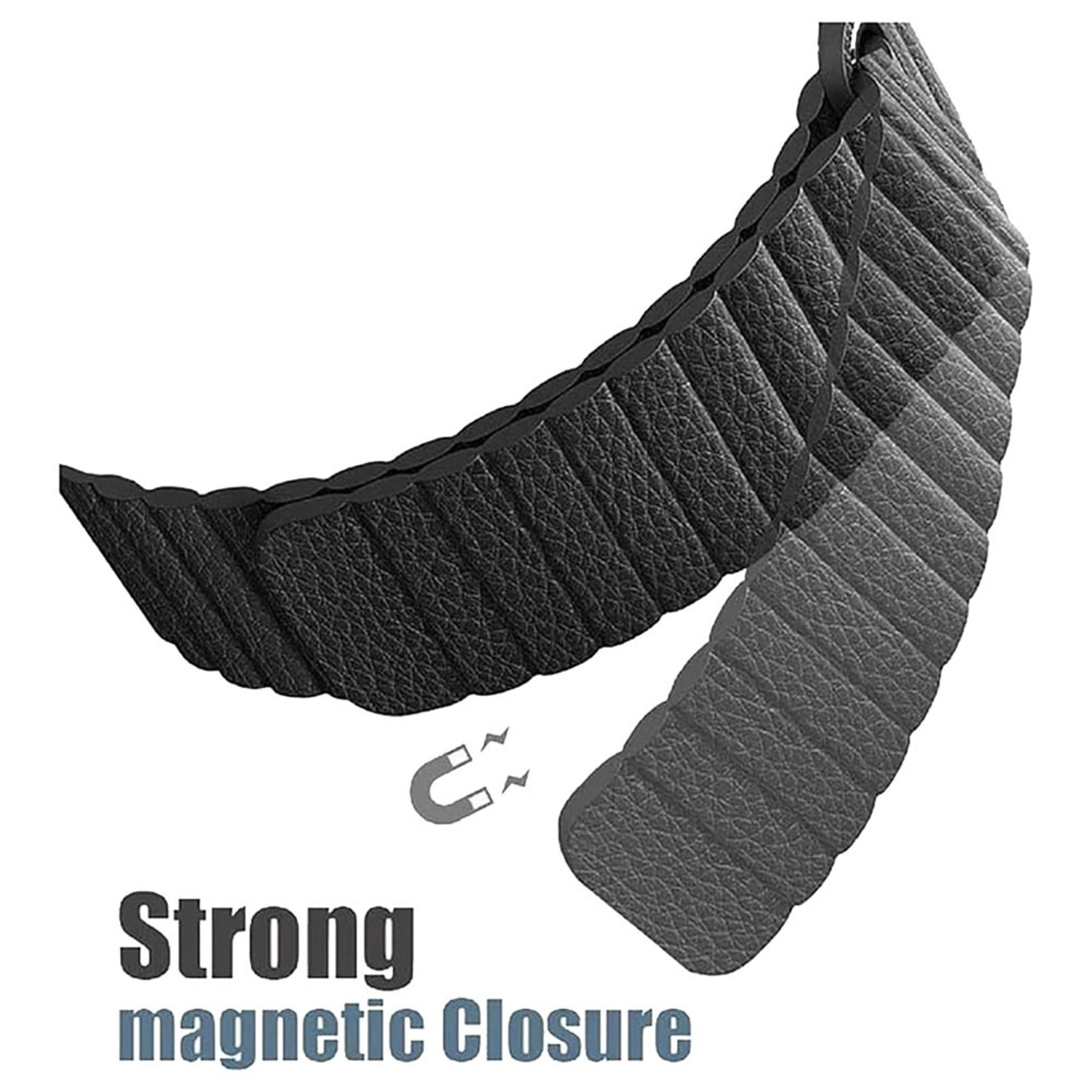 Leather Magnetic Link Watch Band for Apple Watch - 44/45mm