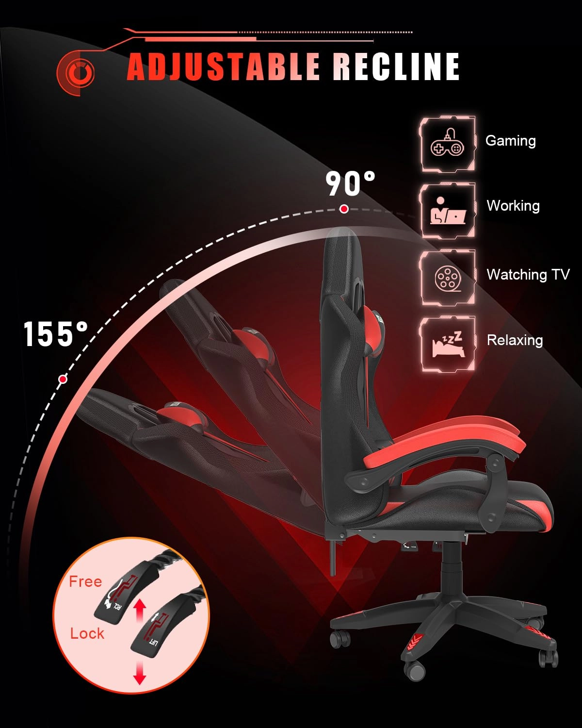 white LED gaming chair - RGB Reclining PU Leather