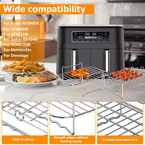 Air Fryer Racks - Stainless Steel, Plastic, Silicone 4 Pcs