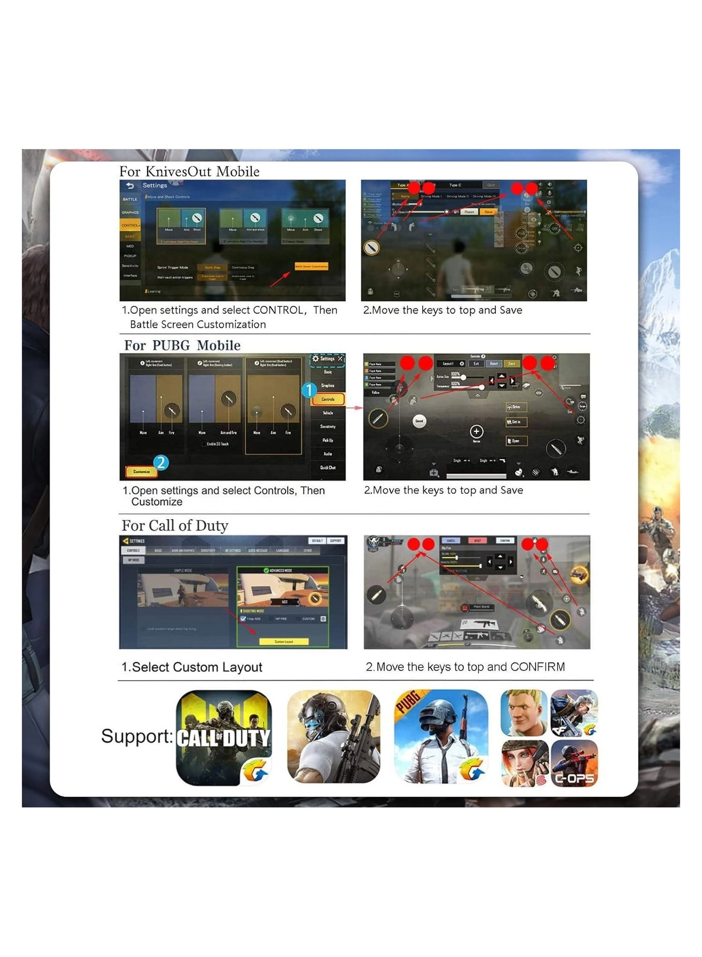 6 Trigger Mobile Controller - Pubg Call of Duty Fortnite Knives Out Rules of Survival