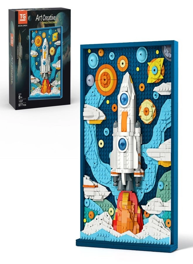 TG BLOCKS Micro Brick Rocket - DIY Space Rocket Model 3D Wall Art