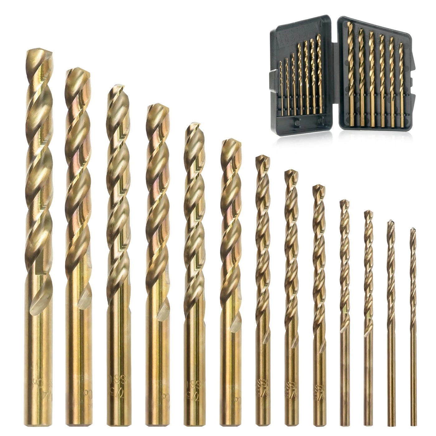 GMTOOLS Drill Bits Set - Cobalt 13Pcs 1/16"-1/4"