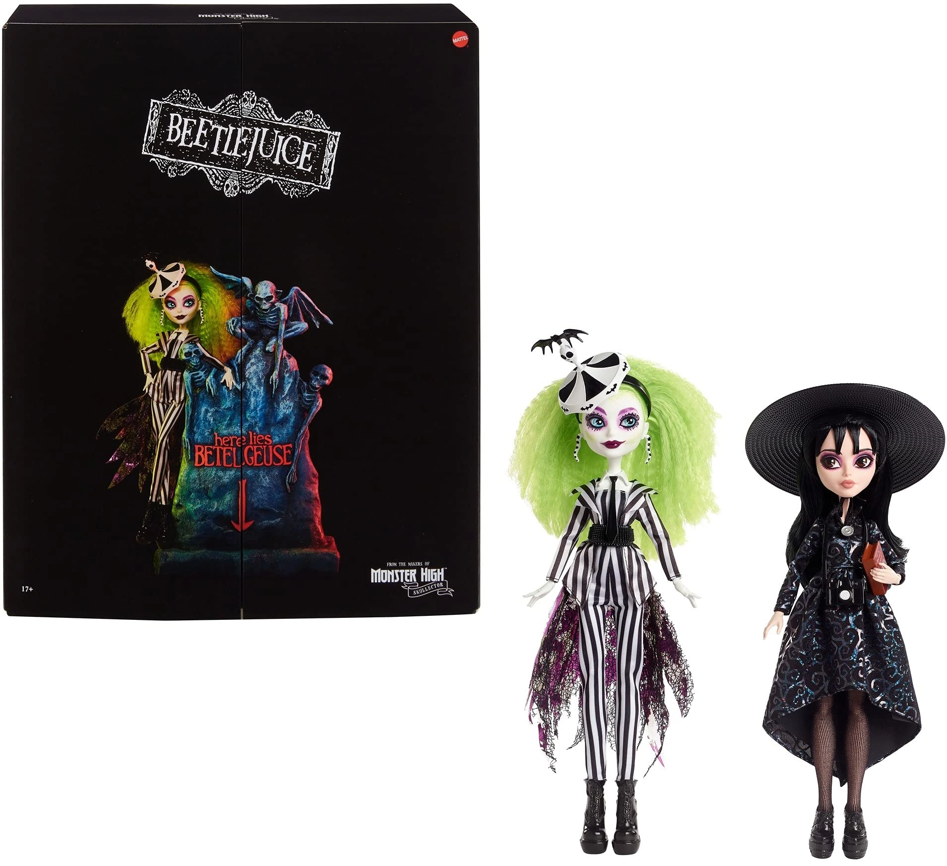 Mattel Beetlejuice Skullector Doll + Lydia Deetz Skullector Doll - LIMITED EDITION Ages 10+
