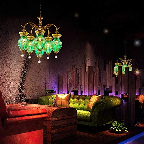 E27 Bohemian Glass Chandelier - Green glass 5