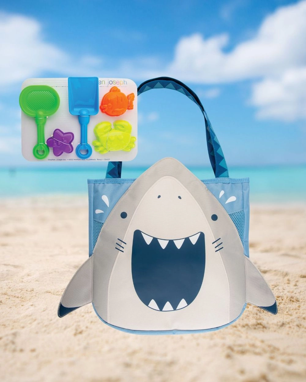 Beach Tote with Sand Toy Play Set - 5 Sand Toys Mesh Bag