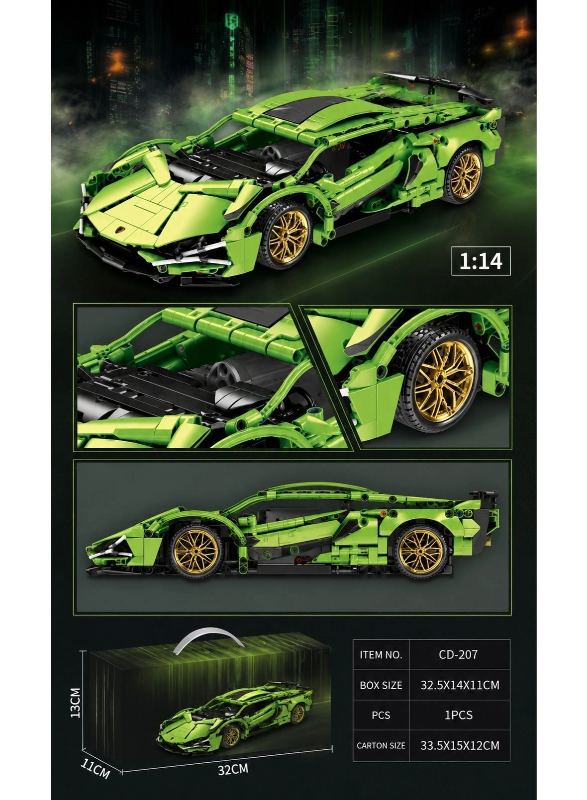 Cyberpunk Racing Car - Green and Gold