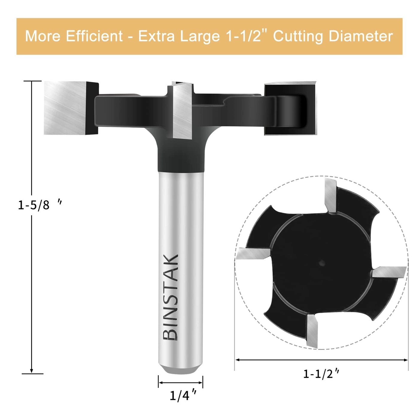 Cnc Spoilboard Surfacing Router Bit - 1-1/2"" 1/4"" 1