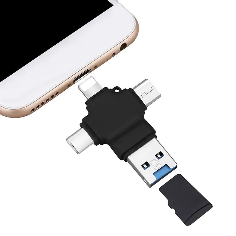 Sarvion 4-in-1 USB Flash Drive OTG - USB-A Micro USB Type-C TF/SD 128GB
