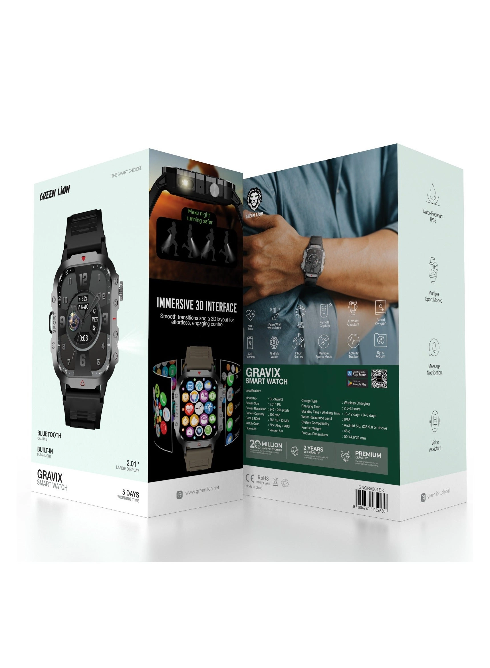 Gravix Smart Watch Zinc Alloy + ABS