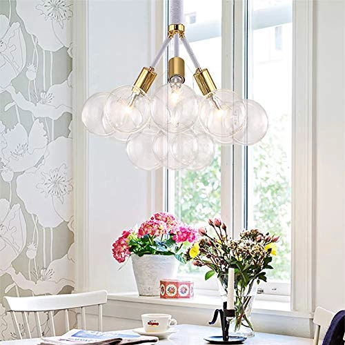 Minimalist Glass Bubble Ball Chandelier - E27 8 heads Gradient smoke gray lampshade