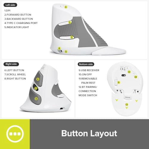 M618DB Vertical Ergonomic Mouse - Wireless