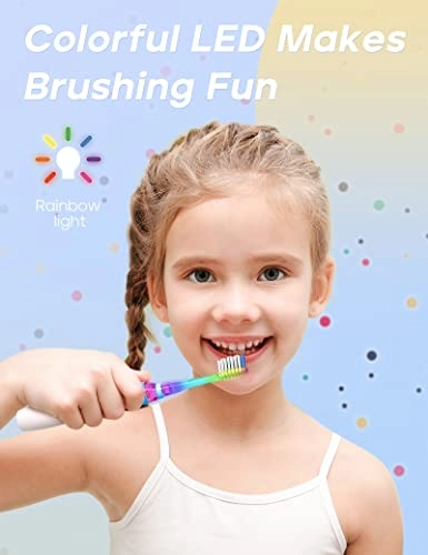 Kids Electric Toothbrush - 2 Mins Timer 4 Replacement Brush Heads Blue