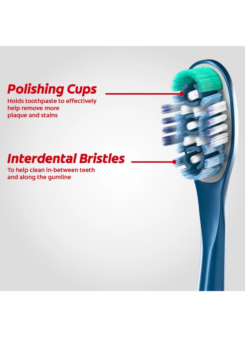 360 Degree Whole Mouth Clean Toothbrush - 2-Piece Pack Multicolour Medium