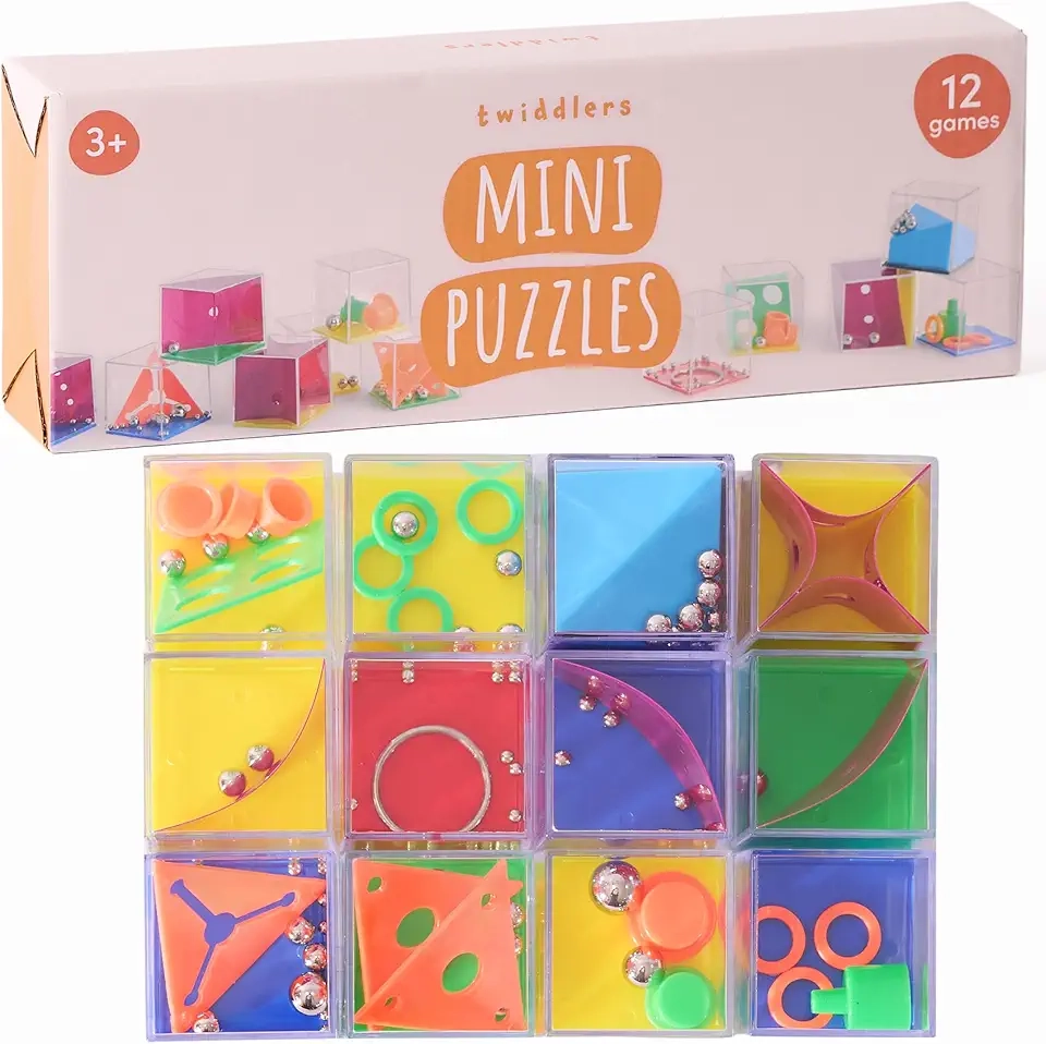Brain Teaser Puzzle Cubes - 12 Pack Assorted Difficulty Levels