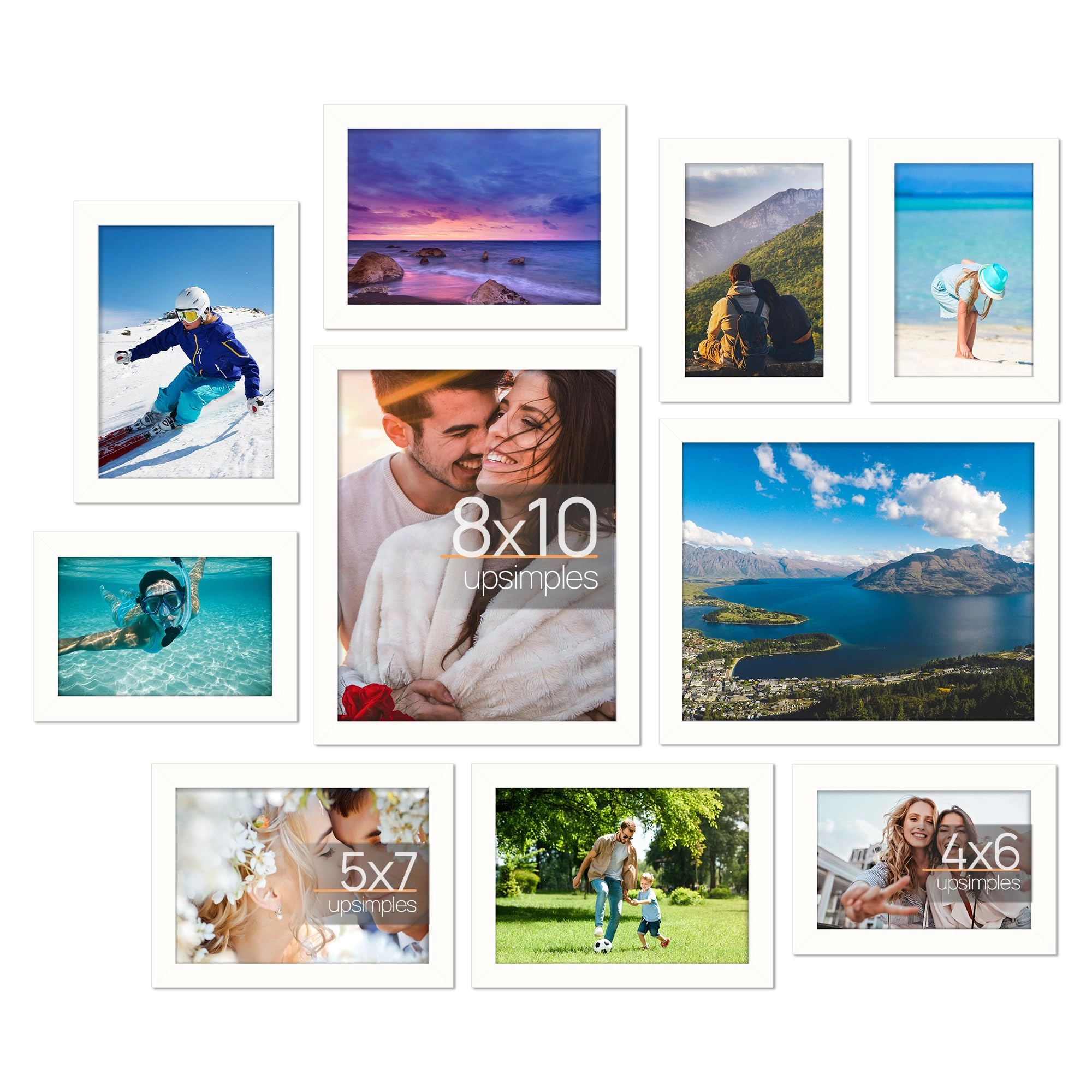10 Pack Picture Frames - 8x10, 5x7, 4x6
