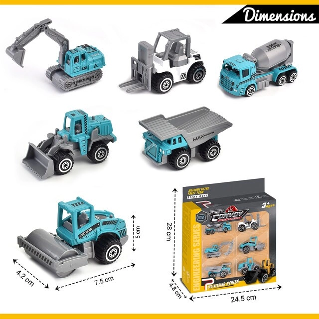 Alloy Sliding Pickup Toy Truck - 6 pcs