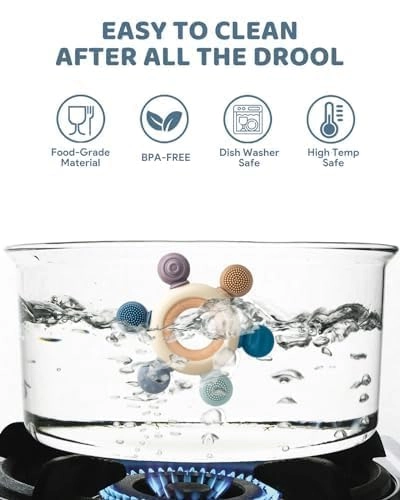 2 in 1 Teether - Beech Wood, Silicone