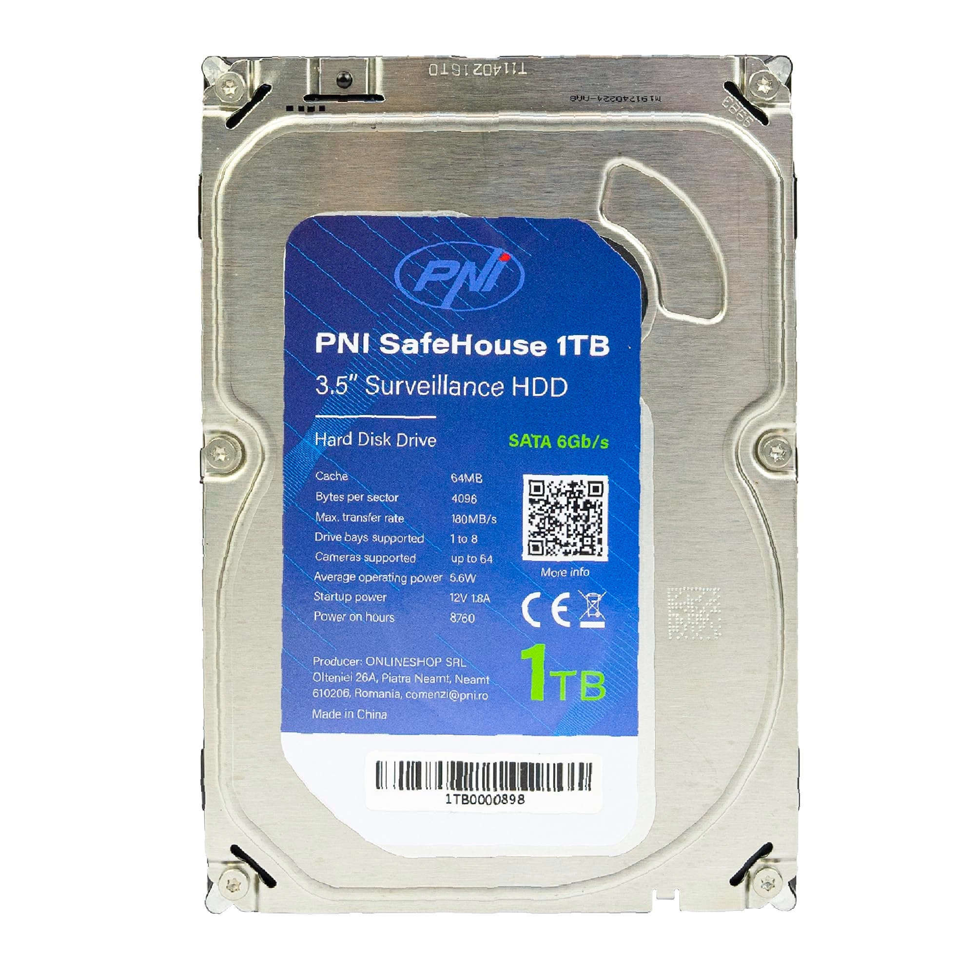 Onlineshop SafeHouse 3.5" 7200rpm 64MB SATA 3 (PNI-HDD-SF-1TB) - 1TB