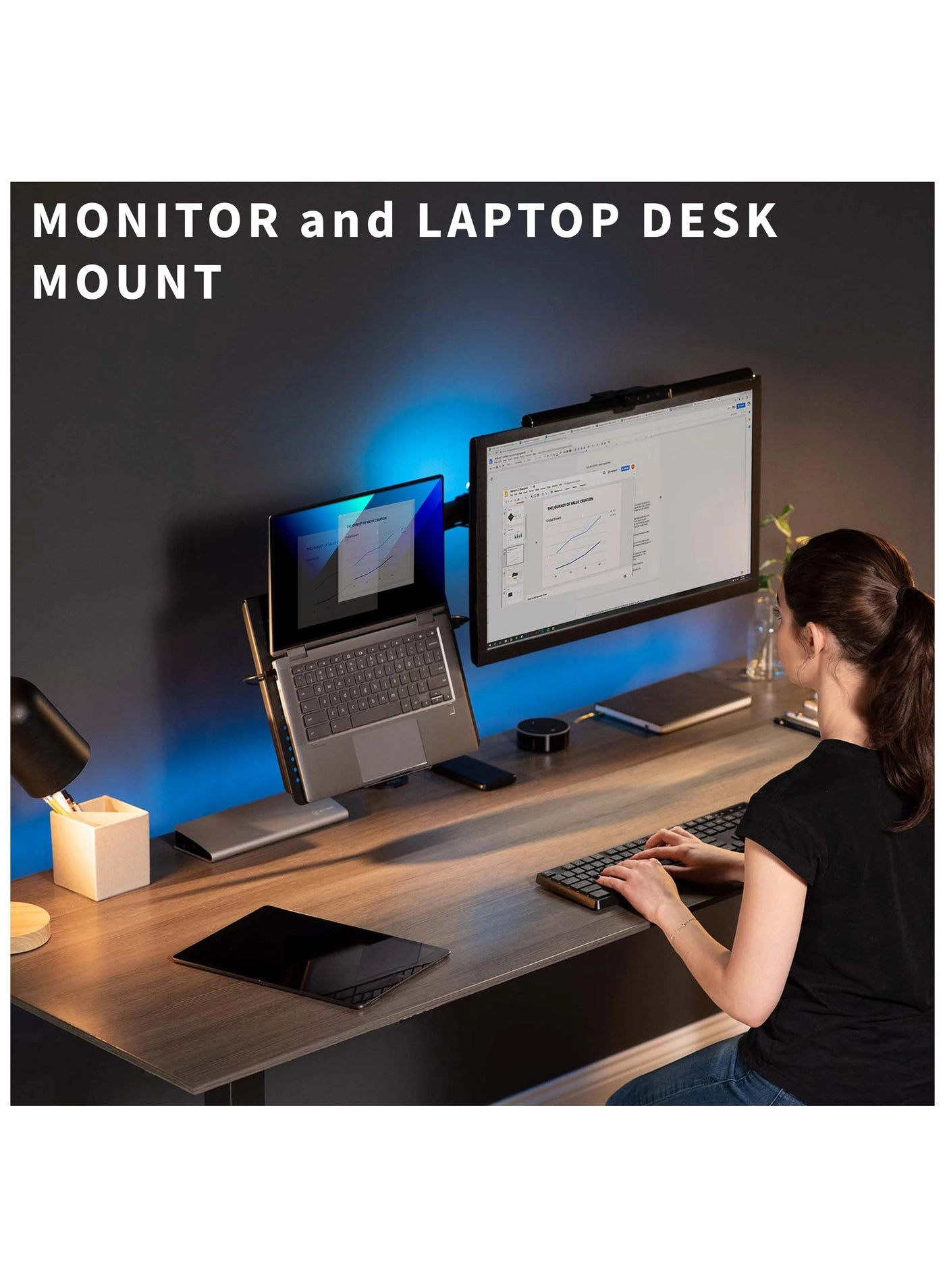 Monitor and Laptop Desk Mount - Single 13 to 32 inch 75x75mm 100x100mm