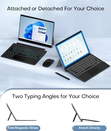 Backlit Type Cover Portable Bluetooth Wireless Keyboard Touchpad