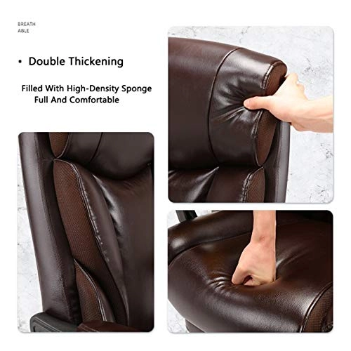 Desk Chair - PU Leather Brown High Back