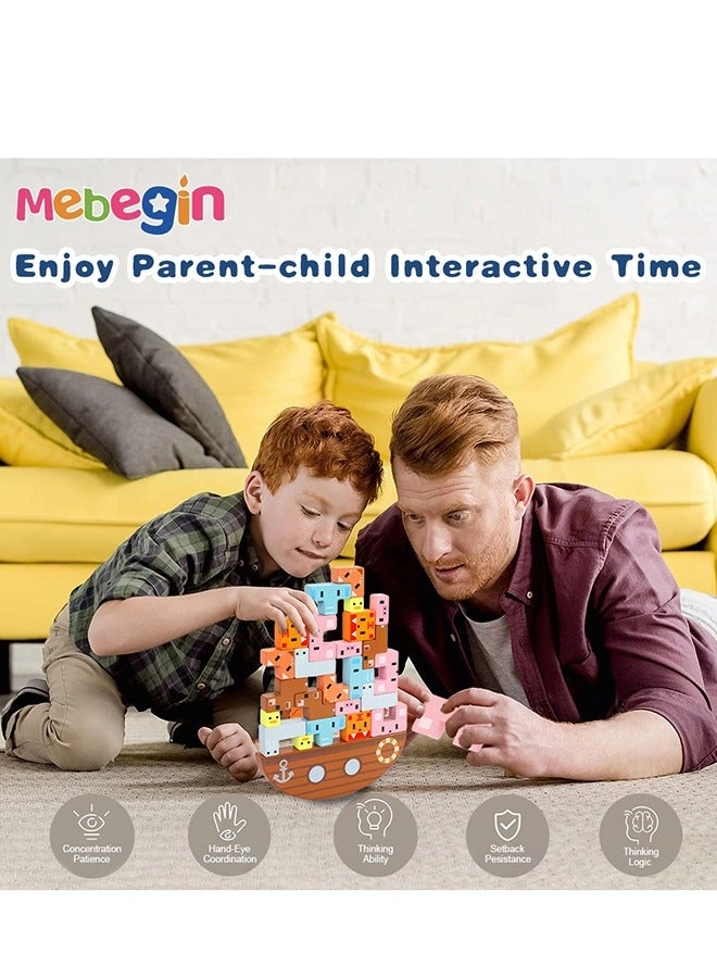 Wooden Stacking Toy Set - 3+ Years 24Xblocks + 1Xboard