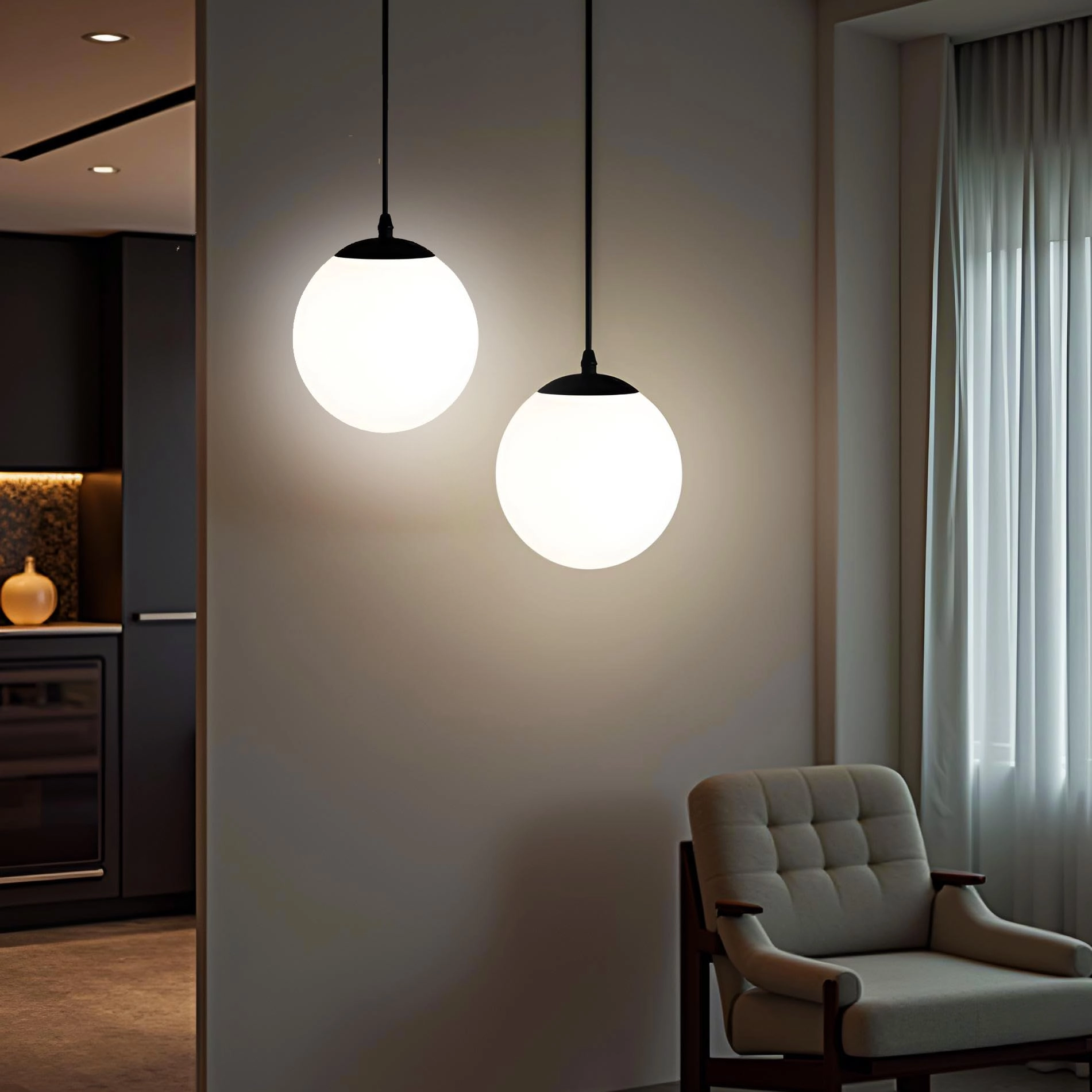 Bright Lite Solutions, WhatsApp No. 8527107701, Web:-www.aviorlights.com Hanging Light - Pack of 2 E27 Black & White