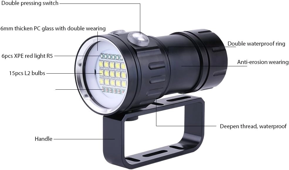 IPX8 Diving Flashlight - 120 degrees