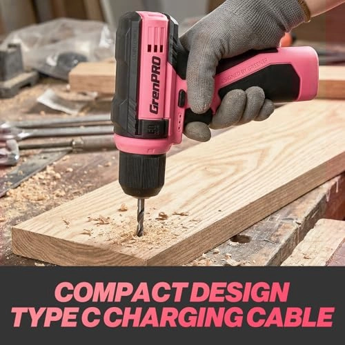 Cordless Drill - 8V Pink 3/8" Keyless Chuck